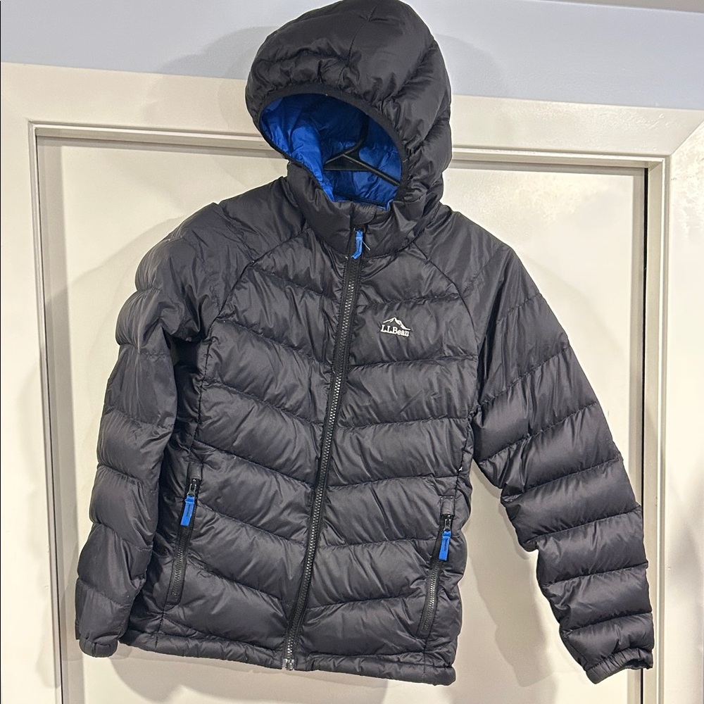 LL Bean Kids Black down jacket size 10-12